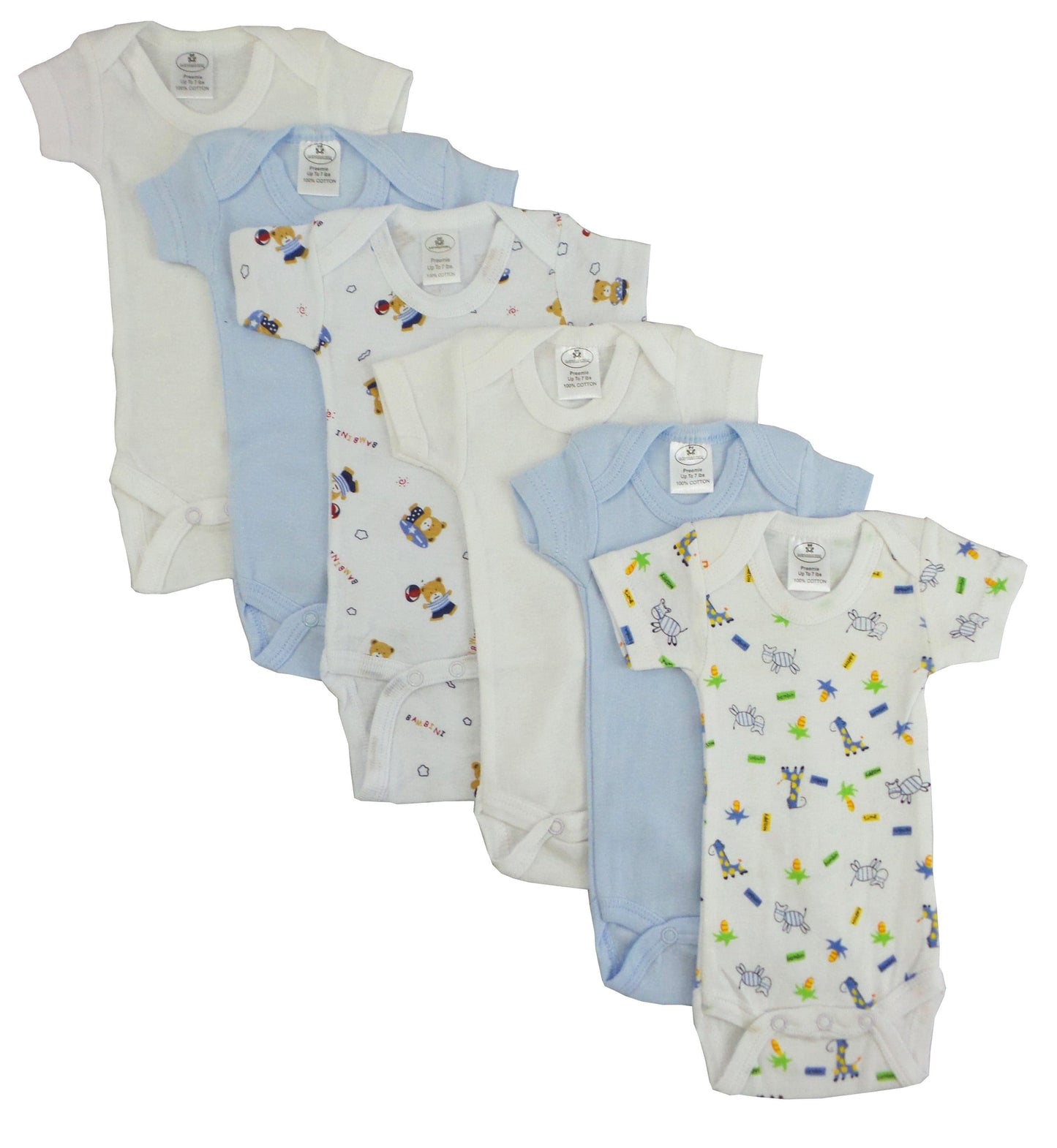 Preemie Boys Short Sleeve Printed 6 Pack - Kaislee's Boutique