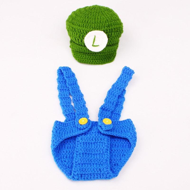 Super Mario Brothers Crocheted Newborn Photo Outfit - Kaislee's Boutique