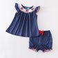 4th Of July Baby Girl Navy Dots Smocked Dress or Bloomer Outfit - Kaislee's Boutique