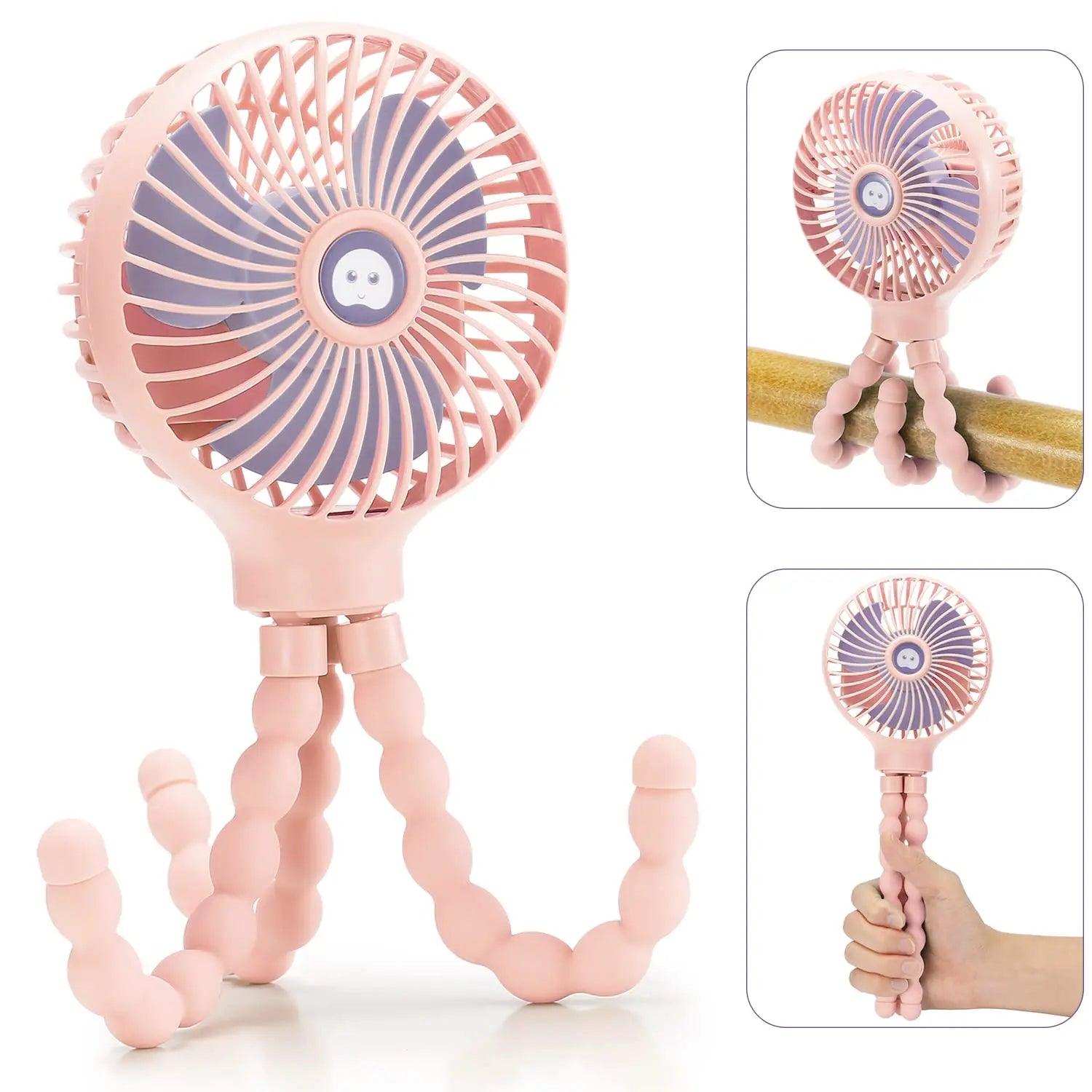 Fan for Cart Stroller Fan Portable Outdoor Fan Clip On for Baby 600mAh USB Rechargeable Handheld Electric Fan for Home 3 Speeds - Kaislee's Boutique