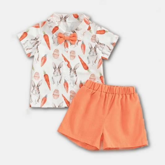 Bunny And Carrot Print Outfit for Toddler Boys - Kaislee's Boutique