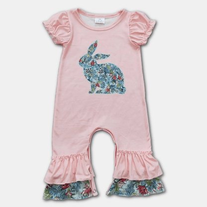 Easter Romper with Flared Pants and Bunny Applique - Kaislee's Boutique