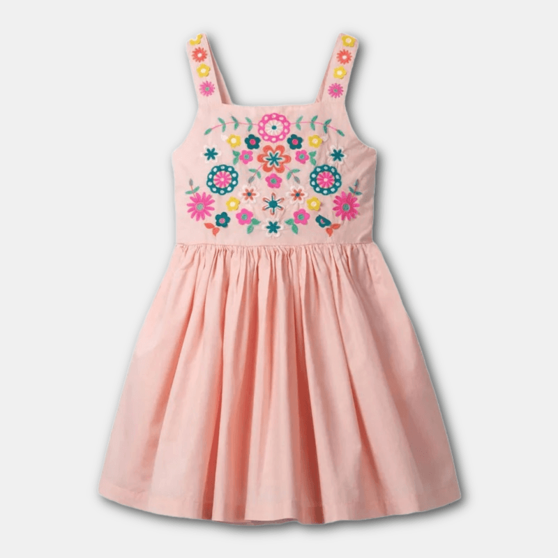 Halter Dress with Flower Embroidery for Toddler Girls - Kaislee's Boutique