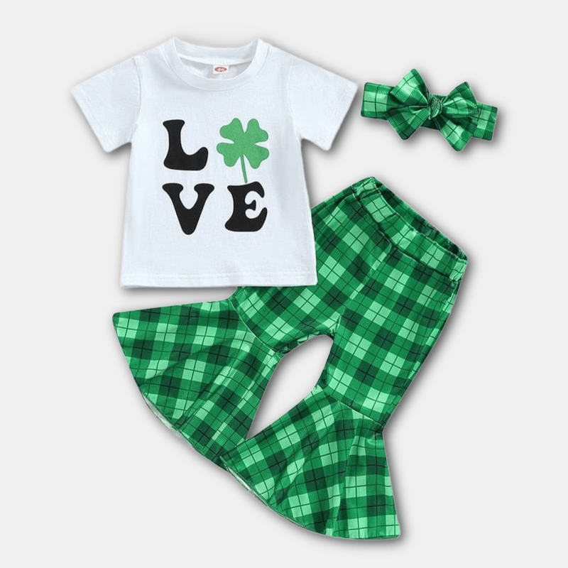 St. Patrick's Day Graphic Print Shirt with Flared Pants - Kaislee's Boutique