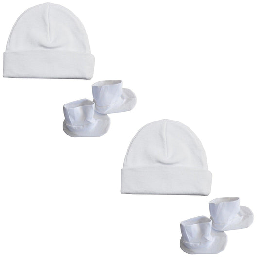 Cap & Bootie Set - White (Pack of 2) - Kaislee's Boutique