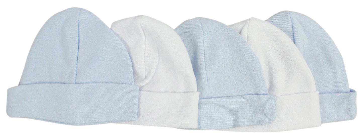 Blue & White Baby Caps (Pack of 5) - Kaislee's Boutique