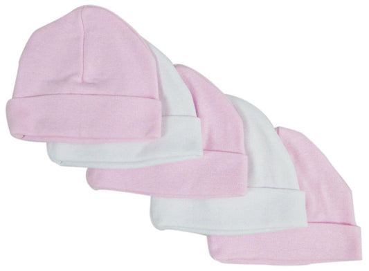 Pink & White Baby Caps (Pack of 5) - Kaislee's Boutique