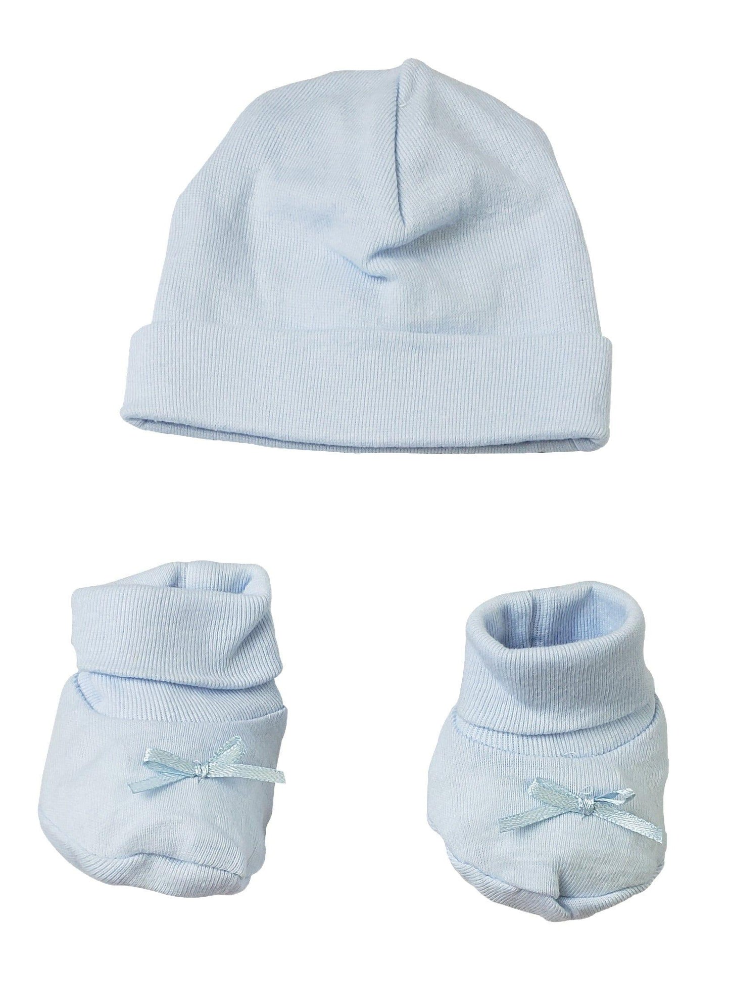 Preemie Baby Cap & Bootie Set - Blue - Kaislee's Boutique