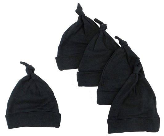 Black Knotted Baby Cap (Pack of 5) - Kaislee's Boutique