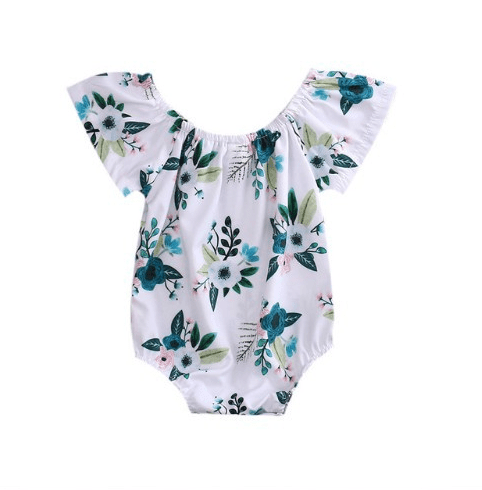 Baby Girl Flower Print Trumpet Sleeves Romper - Kaislee's Boutique