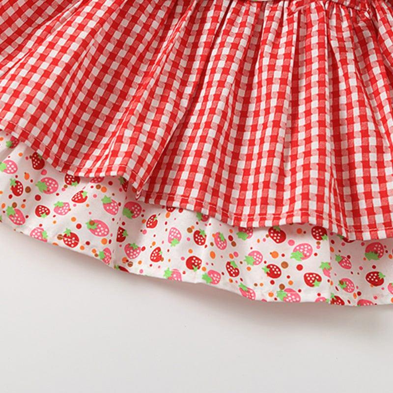 Girls Embroidered Dress with Strawberry Accent - Kaislee's Boutique