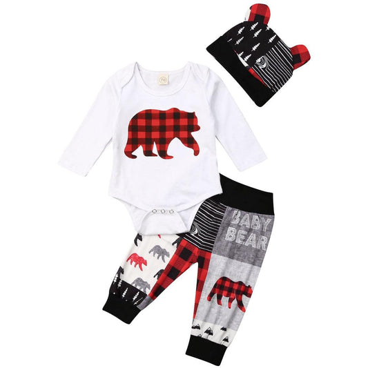 Baby Bear Print Romper with Pants - Kaislee's Boutique