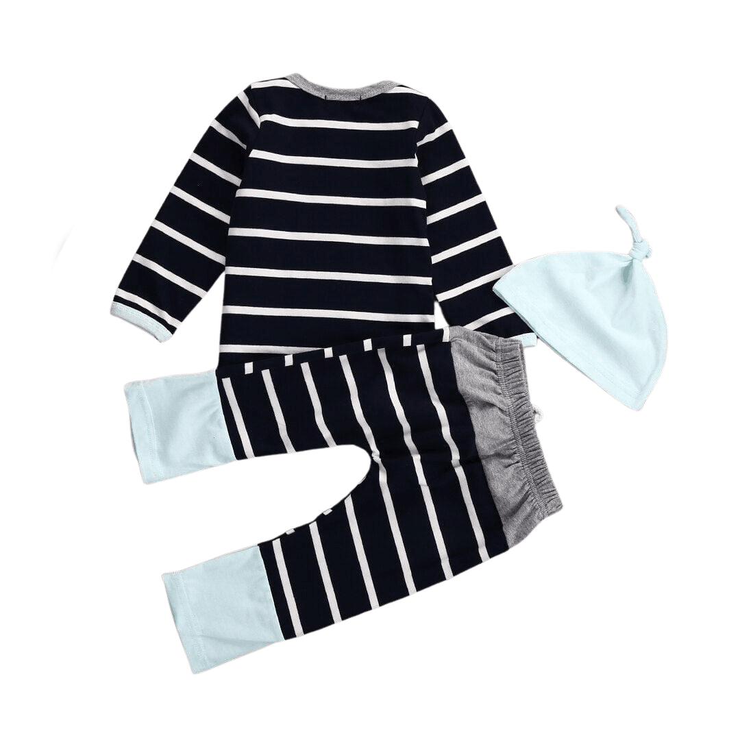 Baby Boy Striped Deer Pajamas Outfit with Hat - Kaislee's Boutique