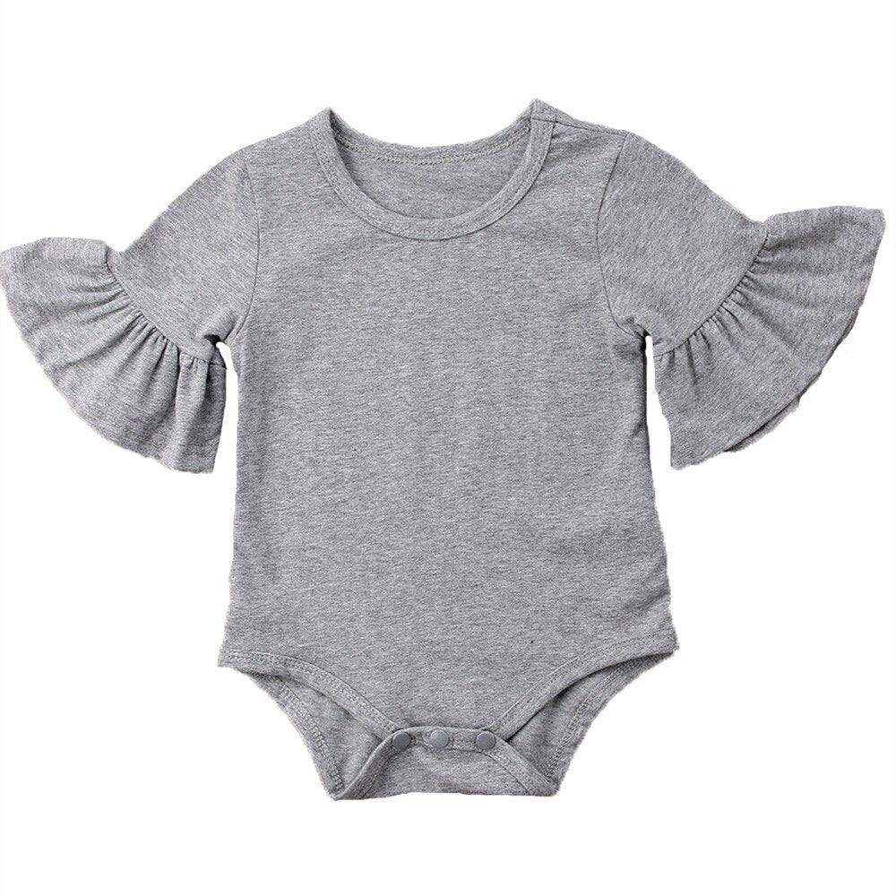 Cotton Baby Girl Flare Sleeve Romper - Kaislee's Boutique