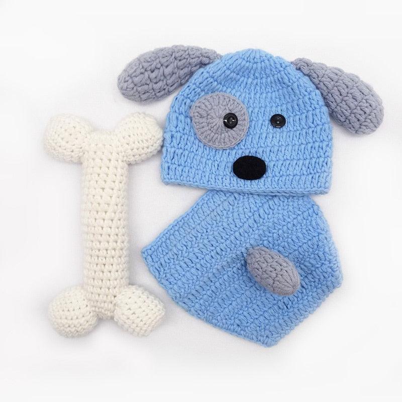 Crochet Puppy Hat and Diaper Cover with Bone - Kaislee's Boutique