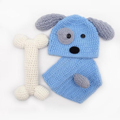 Crochet Puppy Hat and Diaper Cover with Bone - Kaislee's Boutique