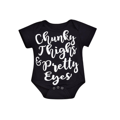 Baby Girl Short Sleeved Bodysuit | Chunky Thighs and Pretty Eyes - Kaislee's Boutique