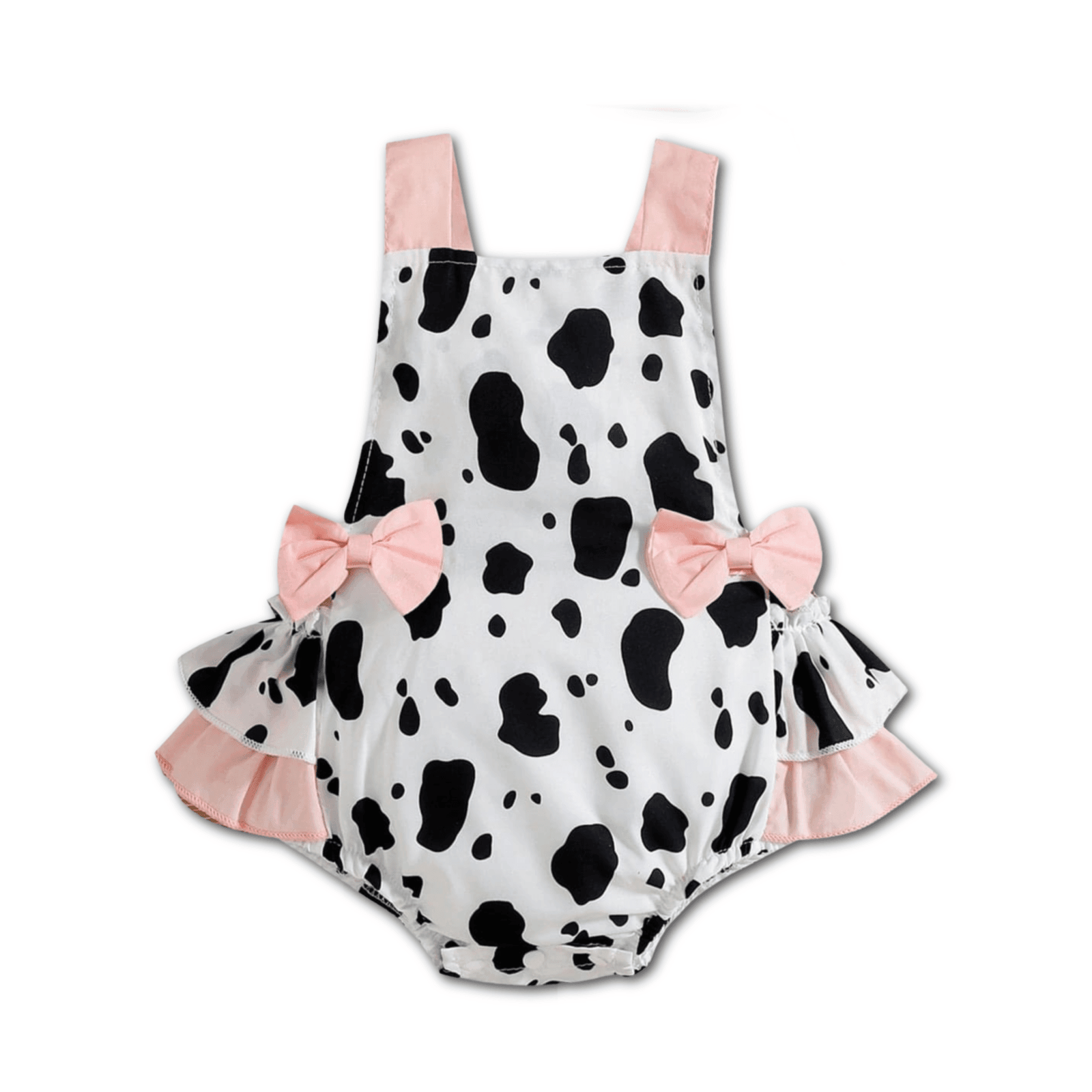 Cow Print Sleeveless Romper with Headband - Kaislee's Boutique