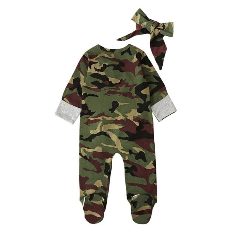 Infant/Baby Long Sleeve Camouflage Sleeper with Headband - Kaislee's Boutique