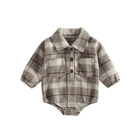 Little Boy Flannel Romper - Kaislee's Boutique