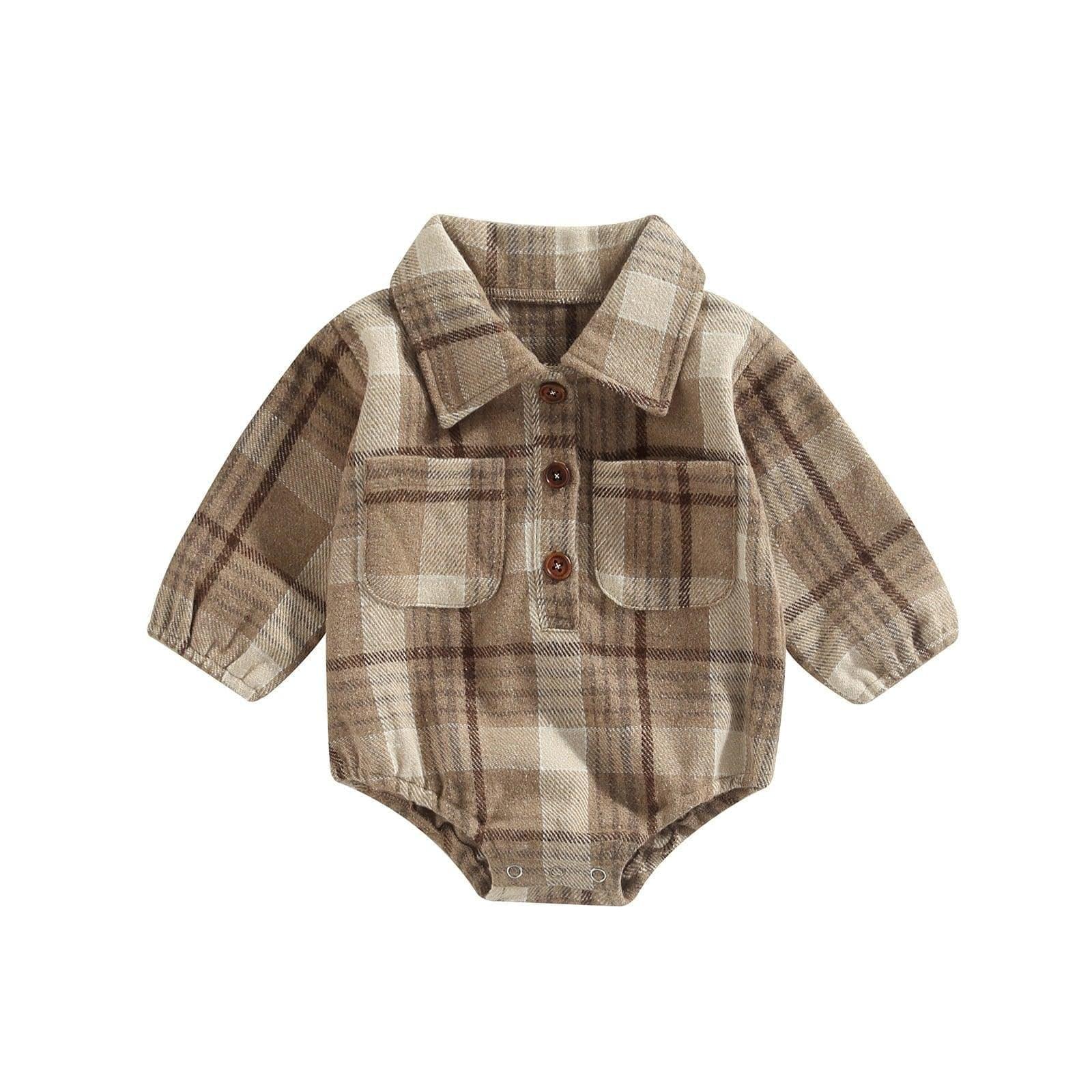 Little Boy Flannel Romper - Kaislee's Boutique