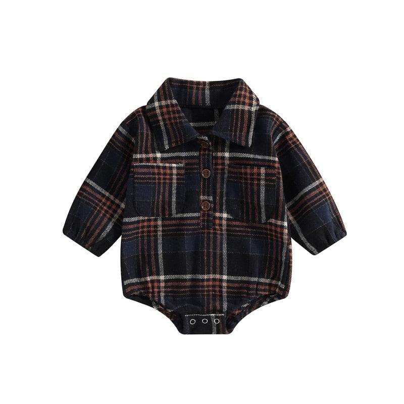 Little Boy Flannel Romper - Kaislee's Boutique