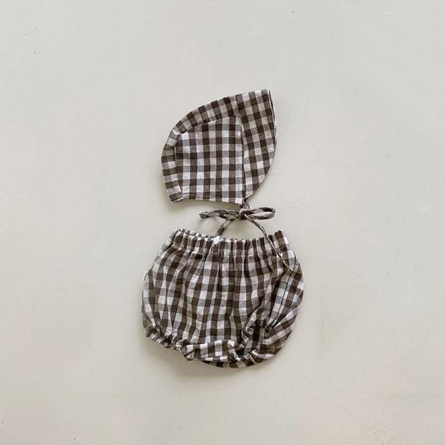 Plaid Cotton Baby Bloomers and Bonnet - Kaislee's Boutique