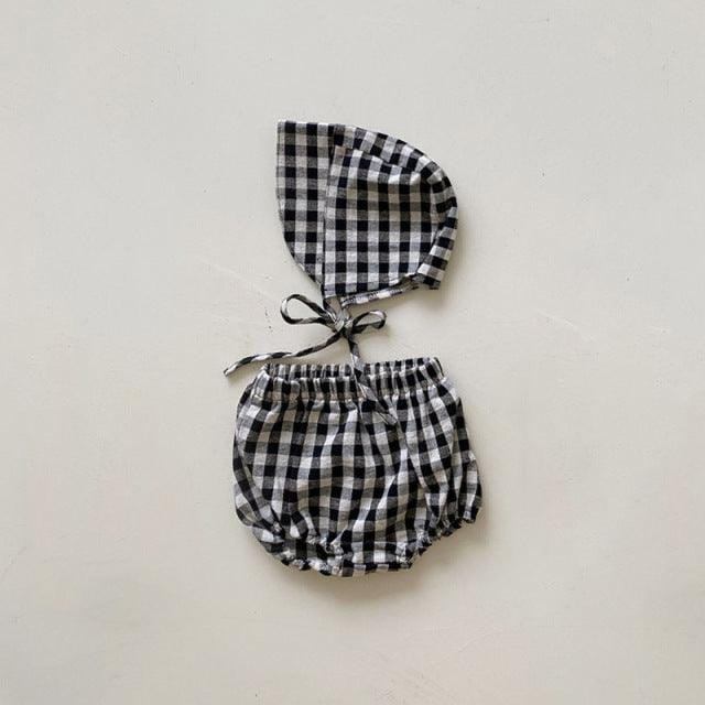 Plaid Cotton Baby Bloomers and Bonnet - Kaislee's Boutique