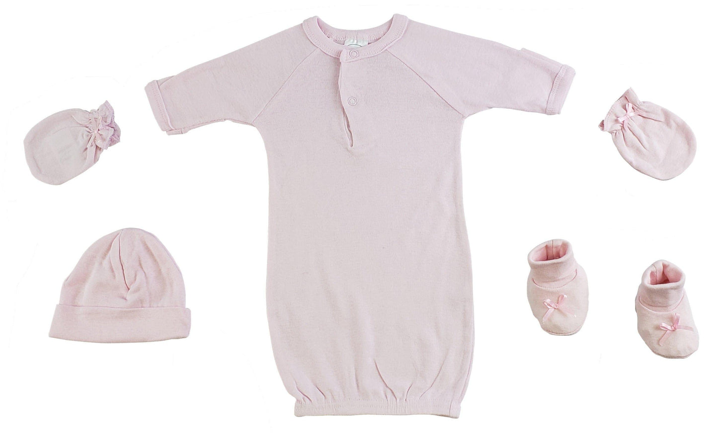 Preemie Gown, Cap, Mittens and Booties - 4 Pc Set - Kaislee's Boutique