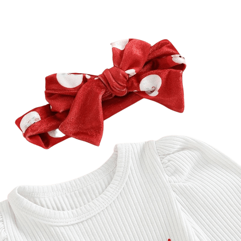 Santa Claus Print Flare Pants with Bodysuit and Headband - Kaislee's Boutique