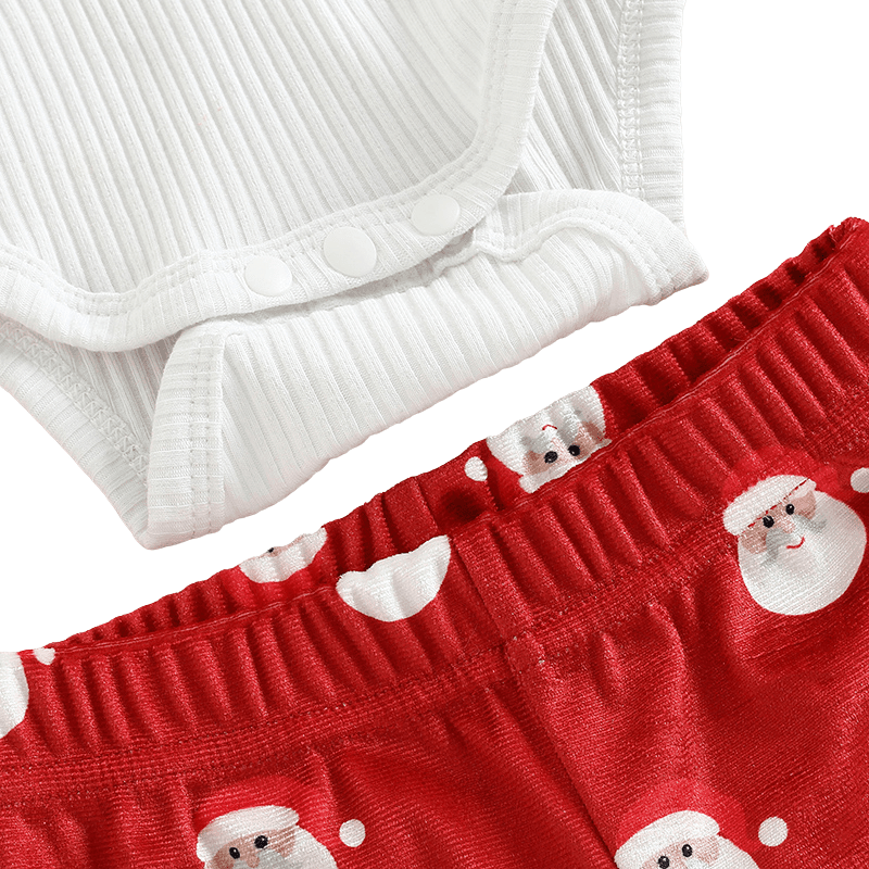 Santa Claus Print Flare Pants with Bodysuit and Headband - Kaislee's Boutique